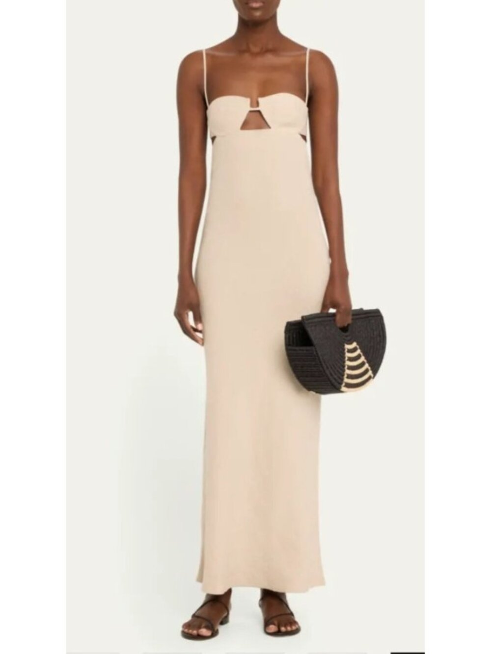 EILAF Large Half Moon Raffia Top Handle Bag Black Woven Straw Clutch Boho Design - Picture 14 of 14